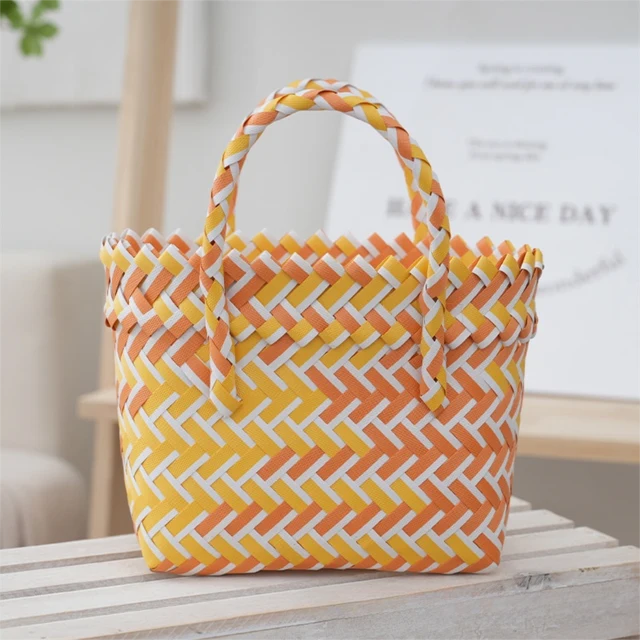 Orange Handwoven Fresh PP Tote Bag