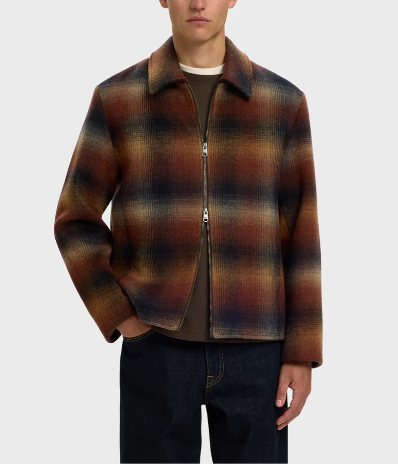 Slmlaughlin Wool Blend Jkt #S (Monks Robe Checks:BLACK / SAND)