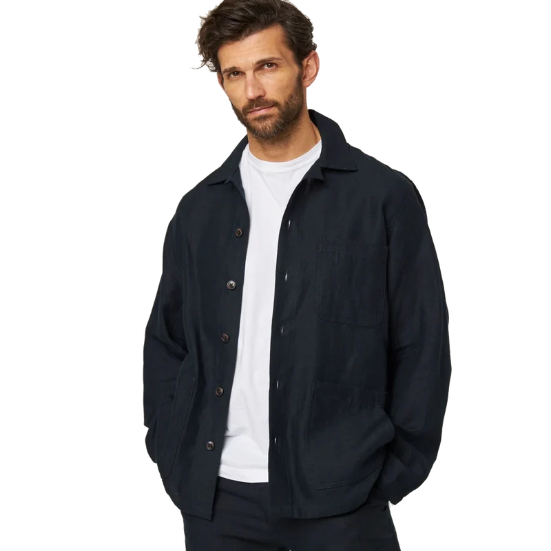 Grange Linen Shacket Navy