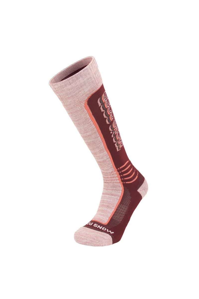 Unisex Burgundy Bold Side Logo Moisture-Wicking Ski Socks