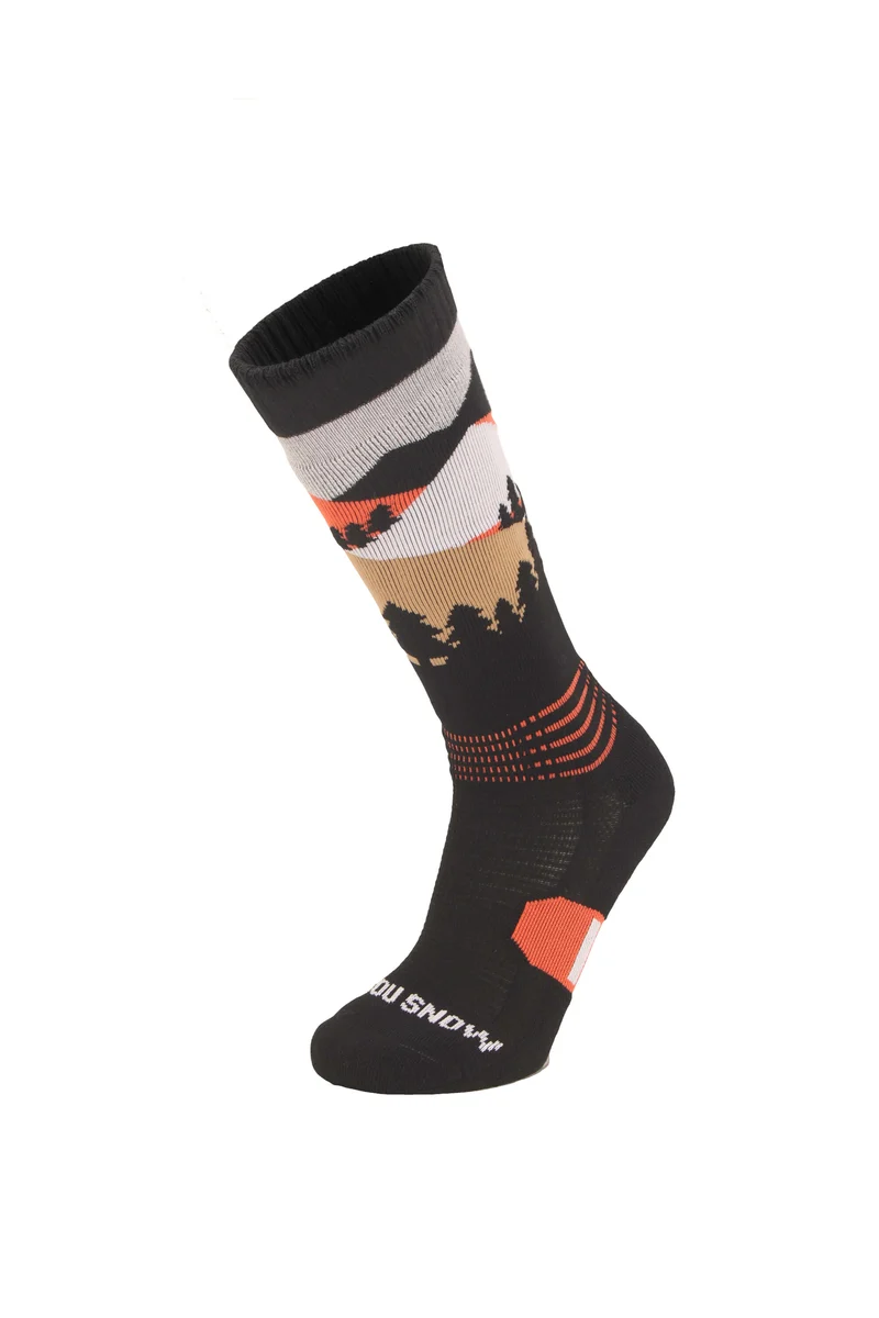 Unisex Black Alpine Graphic Durable Ski Socks