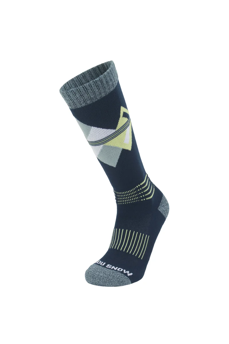 Unisex Navy Geo Print Arch Support Ski Socks