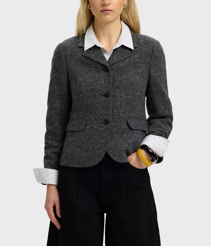 Slwfitted Clea Short Blazer (Black Detail:MULTI STRUCTURE)