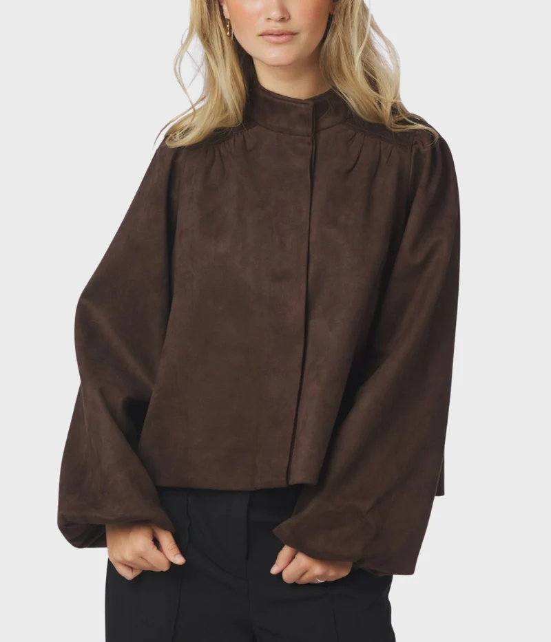 Tirsa Faux Suede Jacket (676 DARK BROWN)