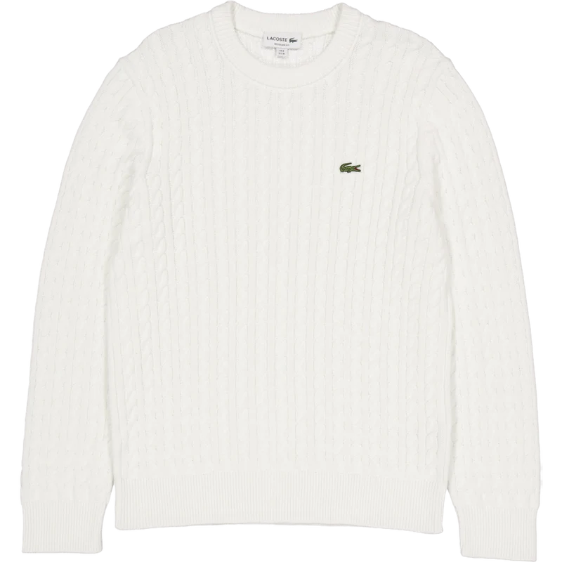 Cable Knit Cotton Sweater FLOUR/GREEN