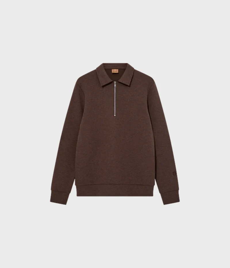 Mmgabel Zip Polo Sweat (591 Chocolate Brown Melange)