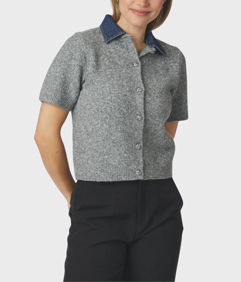 Amoria Knit Cardigan (Grey Melange)