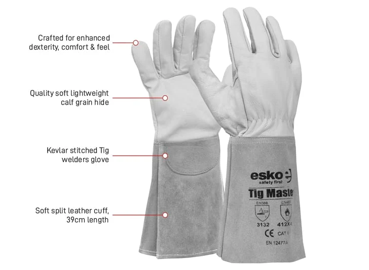 TIG MASTER Tig welders glove, calf grain, 39cm length with extended safety cuff