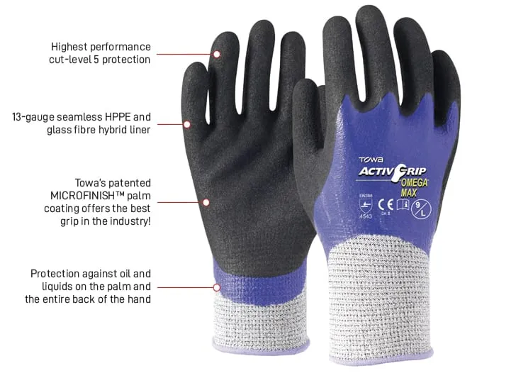 Towa ActivGrip Omega Max Cut-Level 5 Protection for wet & hazardous environments