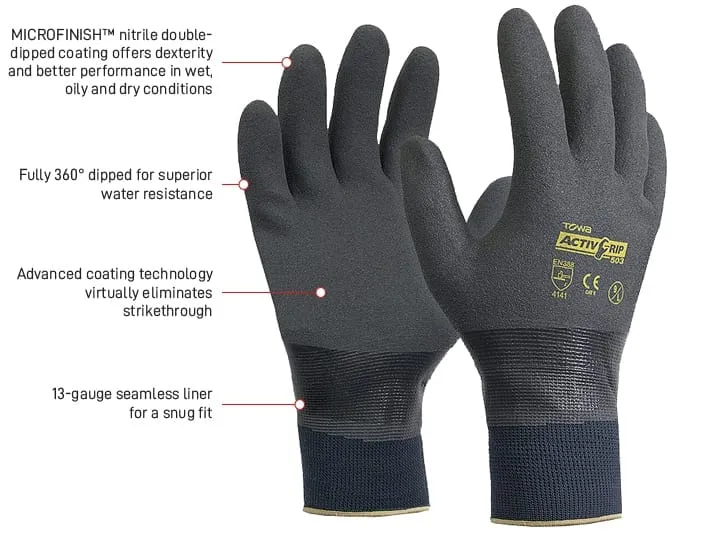 Towa ActivGrip 503 HD Nitrile dipped glove with MICROFINISH coating