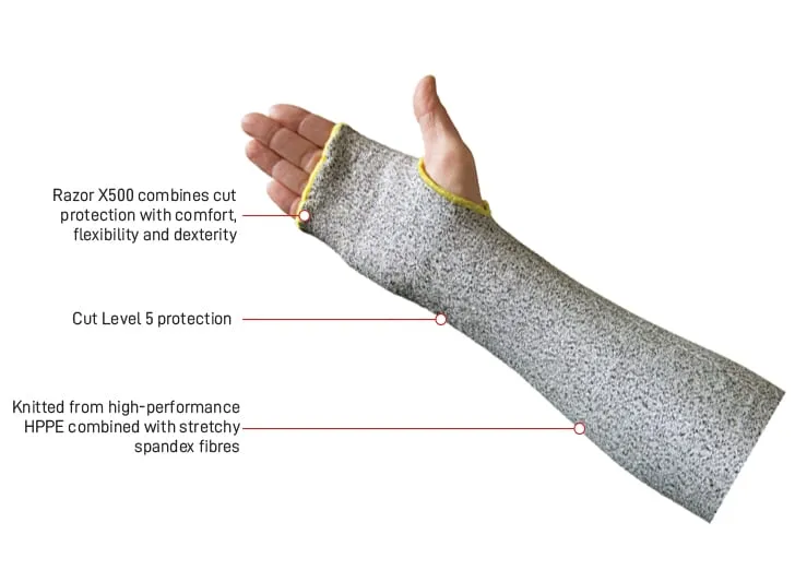 RAZOR X500 Cut 5 Protective Sleeve with Thumb hole, 45.7cm length