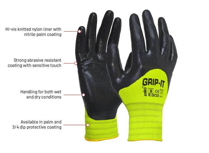 Esko GRIP-IT 3/4 Coat Hi-Vis Nitrile Glove