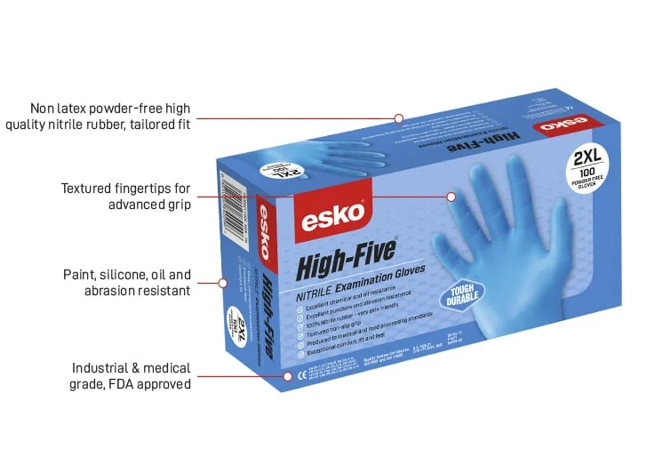 ESKO HIGH FIVE industrial blue nitrile disposable gloves