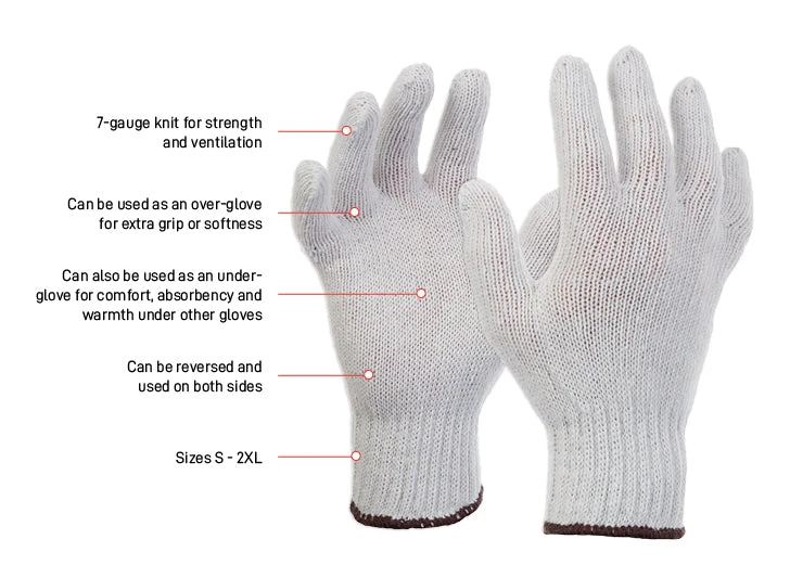 Esko Knitted Polycotton Glove, Plain White