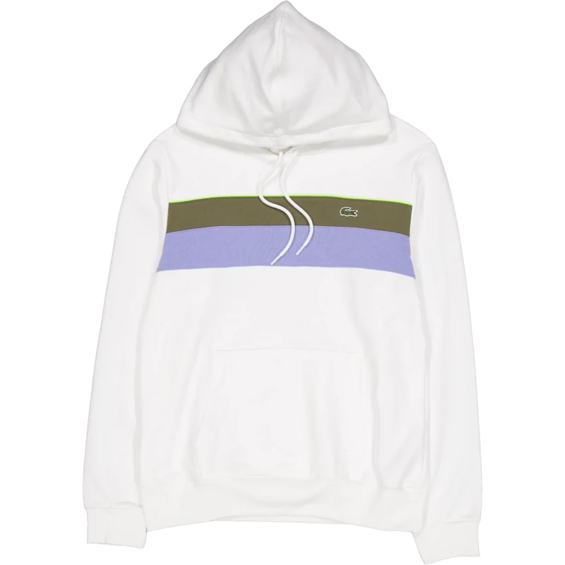 Colour-block Fleece Hoodie Flour/olive-delphinium