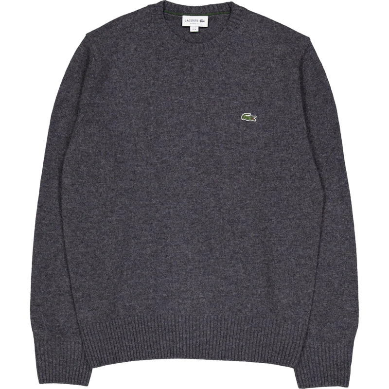 Carded Wool Crew Neck Sweater Heathered Grey
