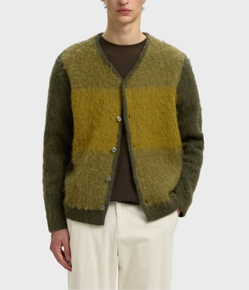 Slmrai Ls Knit Block Cardigan (Forest Night Stripes:Fir Green / Willow)
