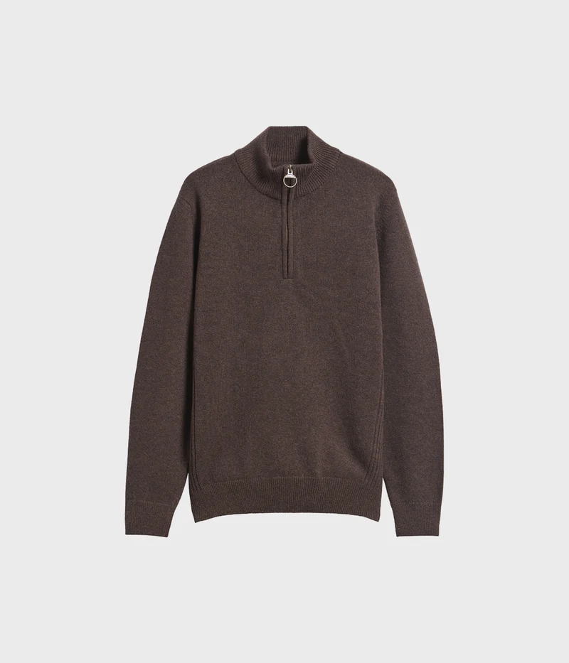 Barbour Holden Half Zip Knitted Jumper. (BR17 Dark Oak)
