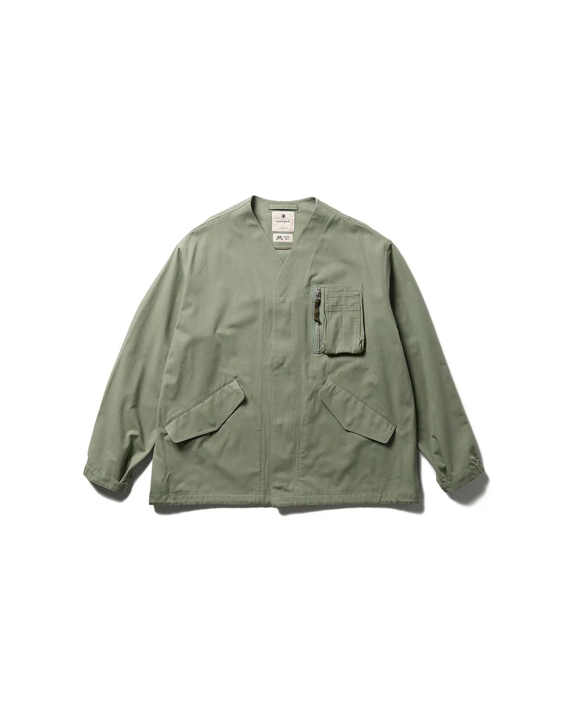 TAKIBI Herringbone Collarless Jacket