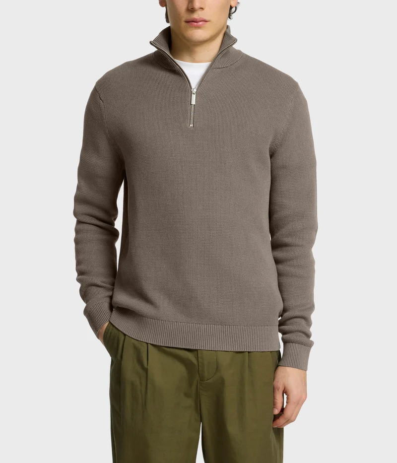 Slhdane Ls Knit Structure Half Zip Noos. (Morel)