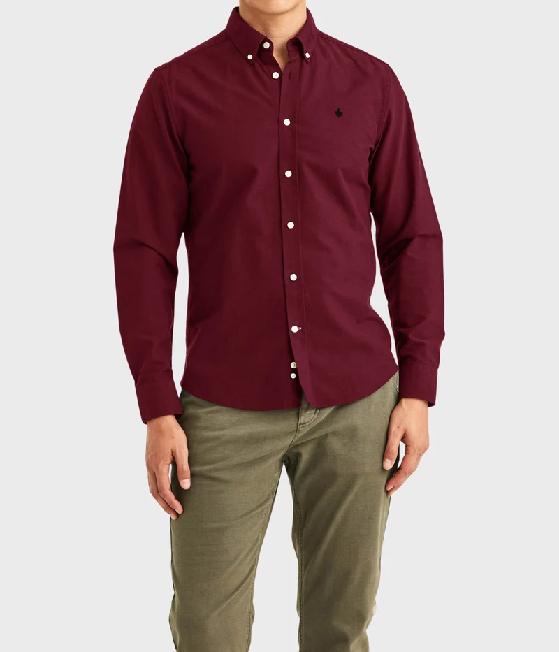 Douglas Oxford Shirt-Slim Fit (48 Wine Red)