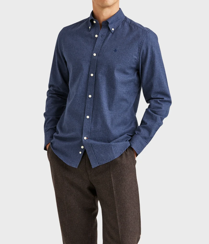 Watts Flannel Shirt-Slim Fit. (60 Navy)
