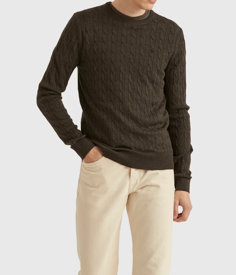 Merino Cable Oneck. (88 Brown)