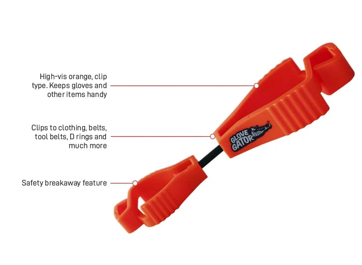GLOVE GATOR, Glove Clip, Fluoro orange, grip-Clip Style