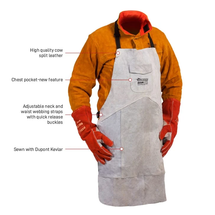 Fusion Welders Apron, Quality Chrome Leather, Kevlar Stitched, Size L