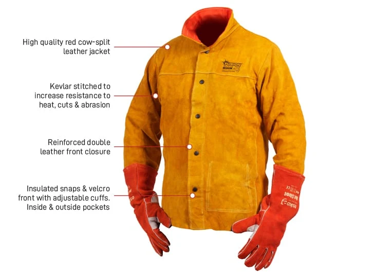Fusion Welders Jacket, Quality Chrome Leather, Kevlar Stitched, Sizes L-4XL