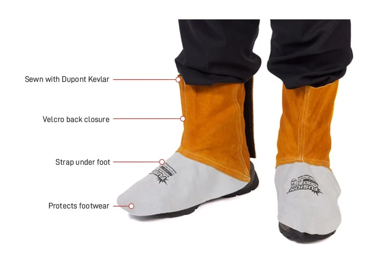 Fusion Welders Spats, Quality Chrome Leather, Kevlar Stitched, Velcro Straps