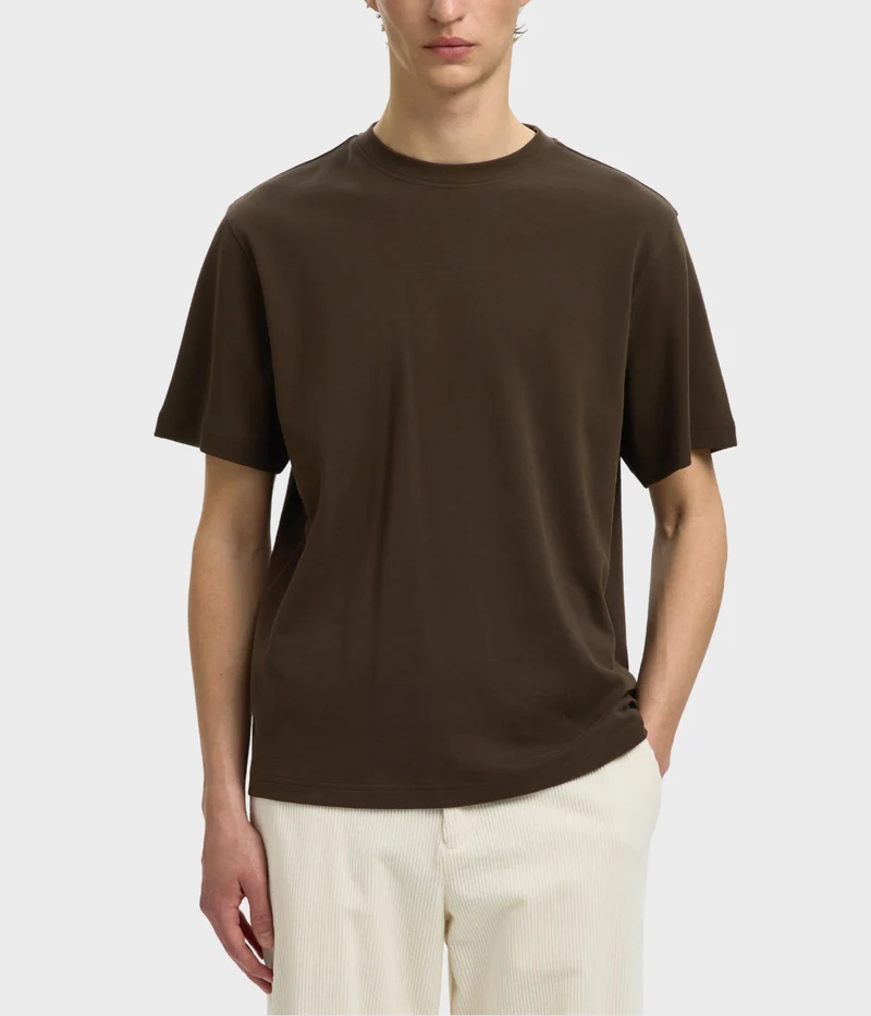Slmtaj Mid Wgt Peach Ss O-Neck Tee Noos (Turkish Coffee)