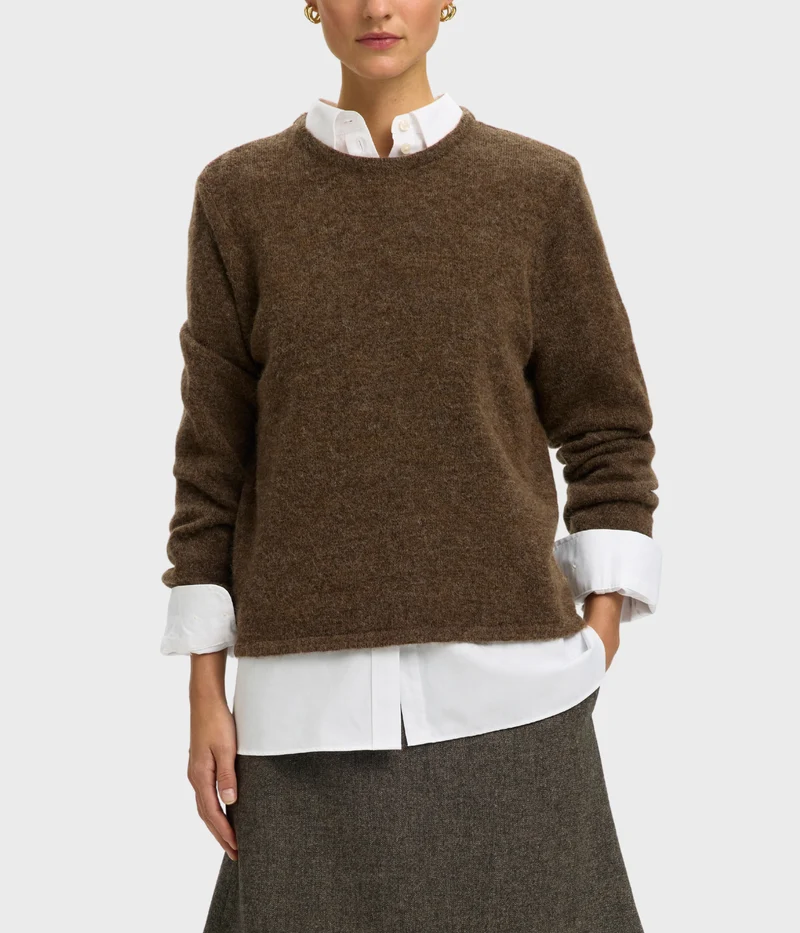 Slwlulu New Ls Knit O-Neck Noos (Dachshund Detail:MELANGE)
