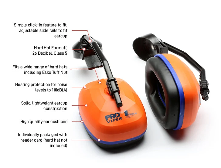Hard Hat Earmuffs, 26dB, Class 5