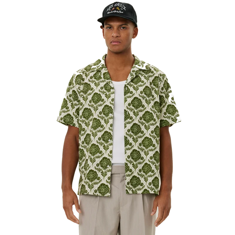 Lesley Flower Tile Aop Ss Shirt Vintage Green/ivory