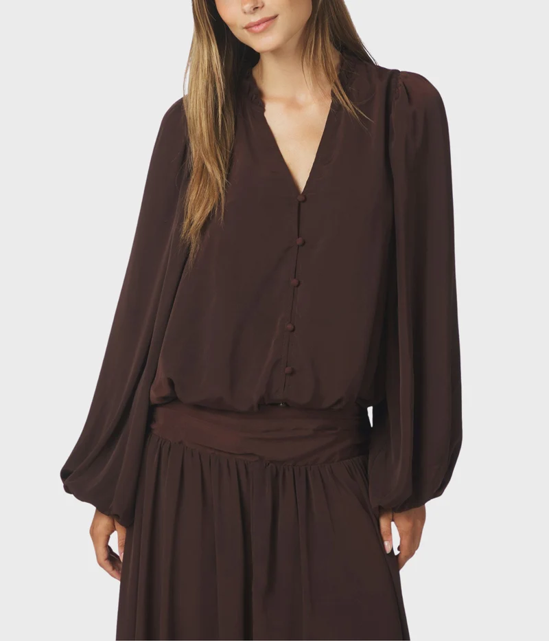 Vivette Woven Blouse (676 DARK BROWN)