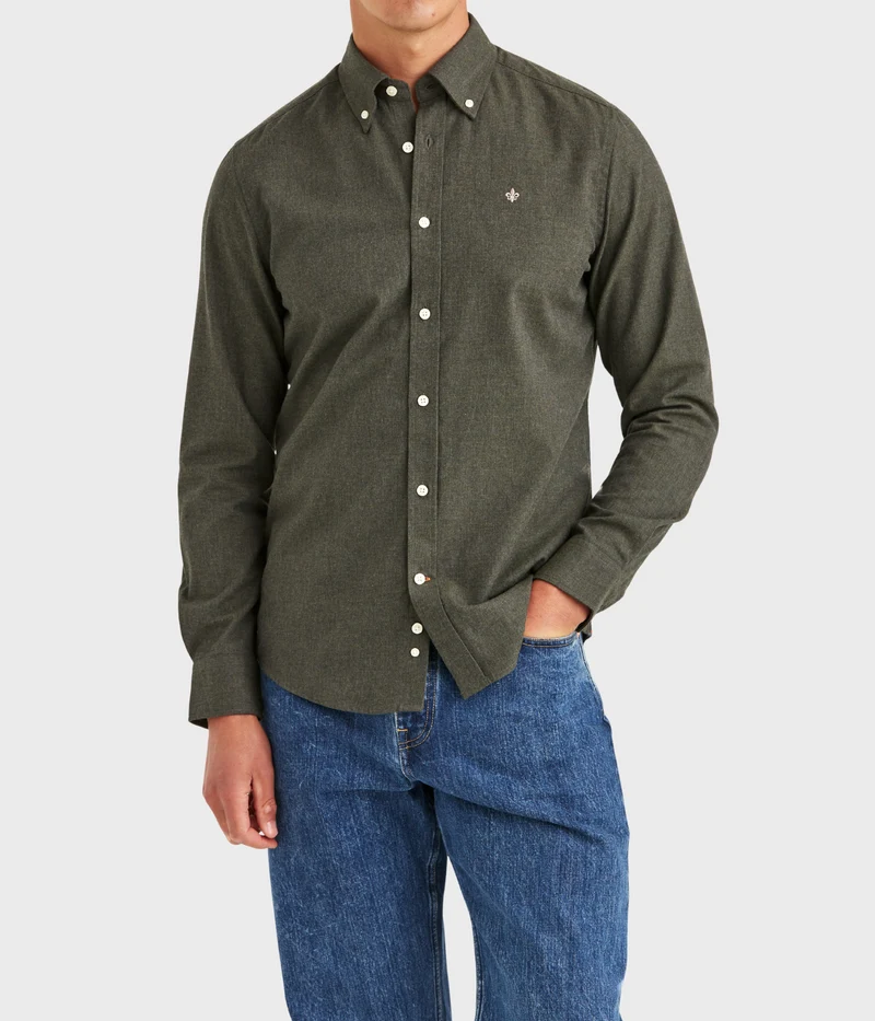 Watts Flannel Shirt-Slim Fit. (78 Olive)