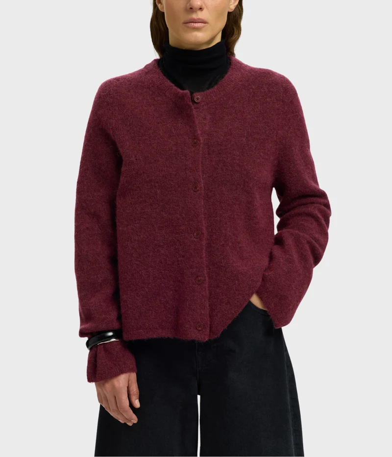Slflulu New Ls Knit Cardigan Noos. (Tawny Port Detail:MELANGE)
