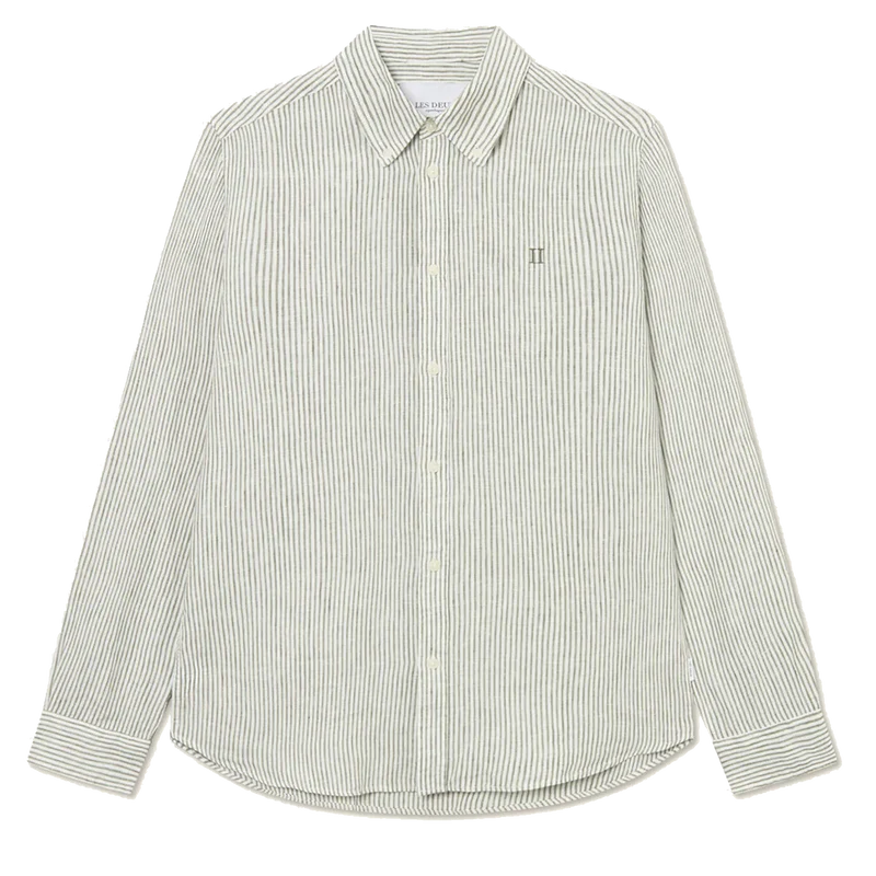 Kristian Linen B.d. Shirt Light Ivory/lichen Green