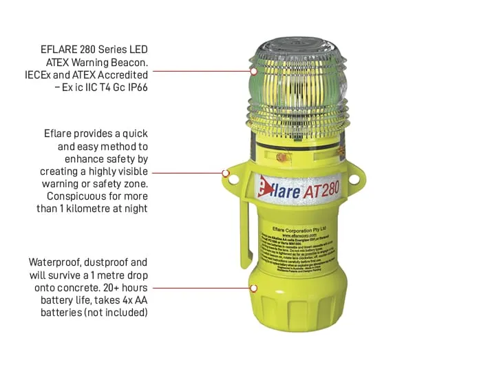EFLARE 280 Series Intrinsically Safe LED Emergency Flare Single Colour A & R