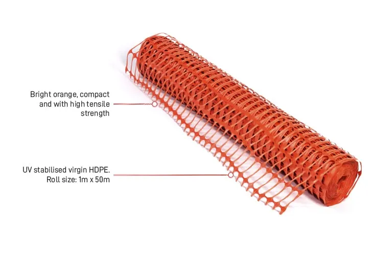 ECONOMESH Orange Plastic Safety Mesh 8Kg 1m x 50 metre roll