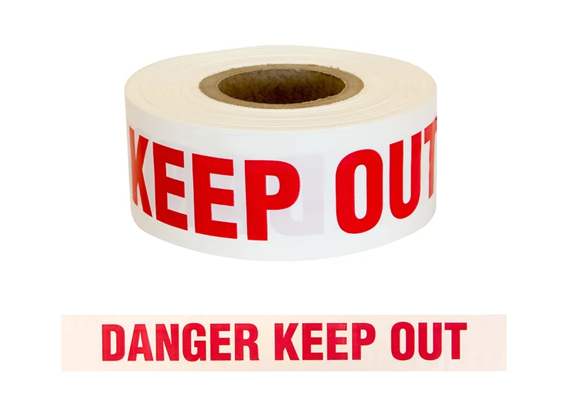 Barrier Warning Tape "DANGER KEEP OUT" Red on White, 75mm x 250m