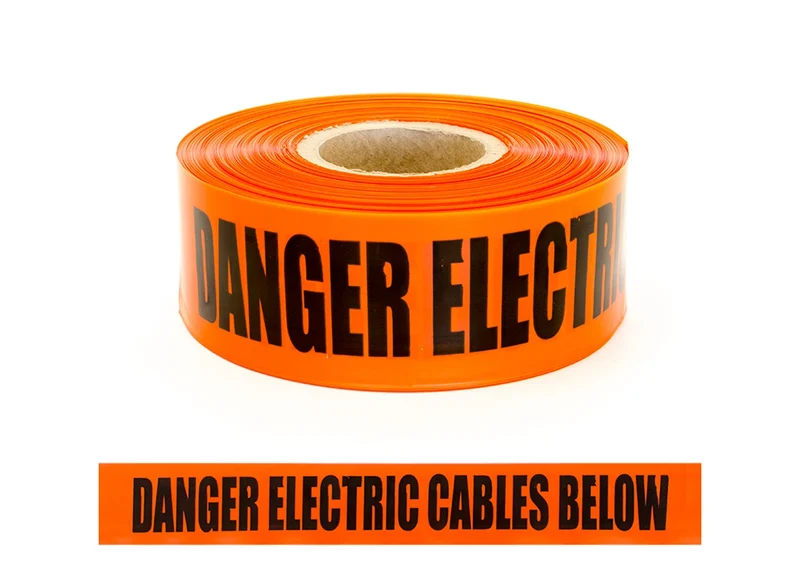 Trench Warning Tape, "DANGER ELECTRICAL CABLE", Bik/Orange, 75mm x 250m