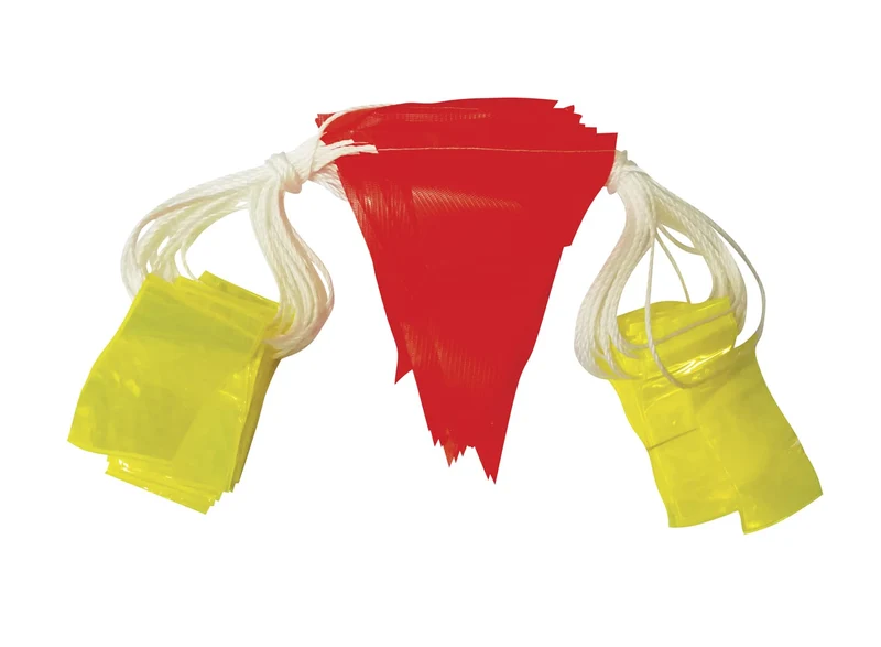 Good2Glow Bunting Cord- Day/Night, Hi Vis Orange with yellow Reflective flags, 30m length