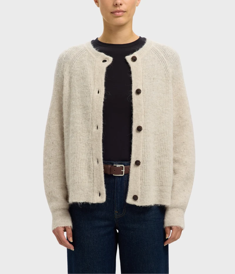 Slflulu Ls Knit Short Cardigan Noos. (Birch)