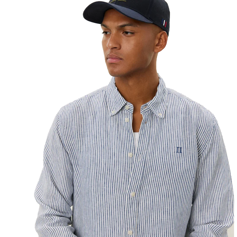 Kristian Linen B.d. Shirt Light Ivory/blueprint
