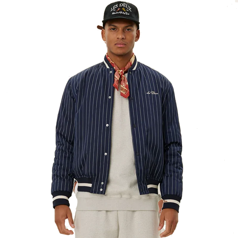 Les Deux Tech Varsity Jacket Dark Navy/ivory