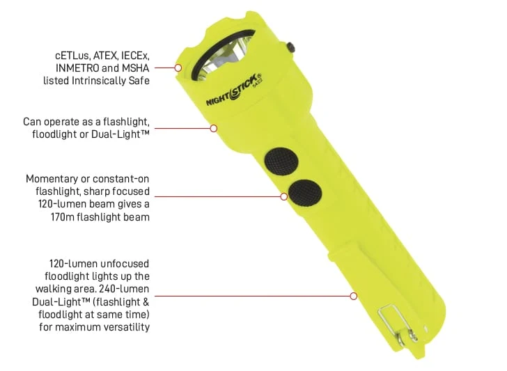 NIGHTSTICK Intrinsically Safe Touch 120 Lumens with Floodlight Hi Vis