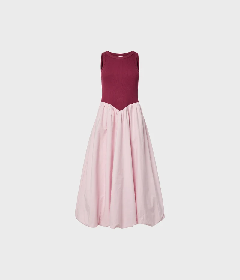 Yasmiri Sl Bubble Hem Long Dress (Rhododendron Detail:W. PINK LADY)