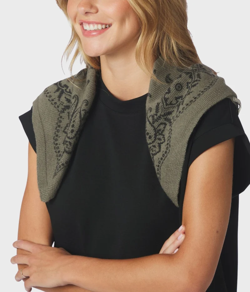 Adelina Paisley Knit Scarf (151 Army)